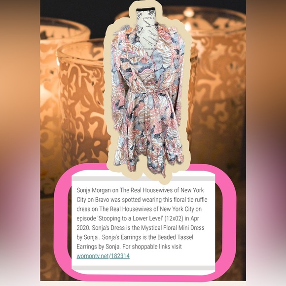 Sonja by Sonja Morgan Mystical Floral tie Ruffle Dress Size S - Picture 2 of 15